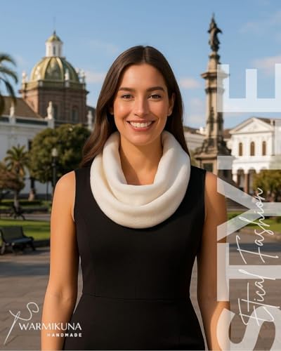 Handmade Winter Infinity Scarf – Soft Cashmere Wool Blend – Cozy & Warm Scarf for Cold Weather - color: Beige