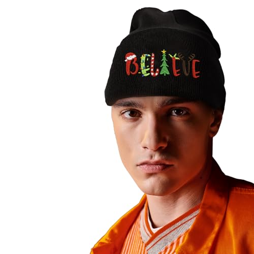 Cat Dad Beanie Hat Winter Cuffed Knit Hat Skull Watch Cap Embroidery Fisherman Beanies for Women Men Unisex - color: Christmas