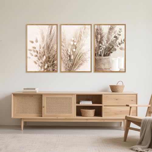 IARTTOP Beige Floral Wall Art Pampas Grass Wall Decor Neutral Art Prints - color: Beige Floral Canvas Wall Art, size: 24"L x 36"W