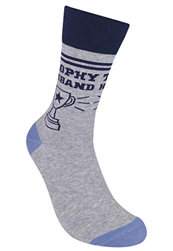 FUNATIC Crazy Socks with Funny Sayings - Novelty Gift for Men, Women, Adult - color: Trophy Husband