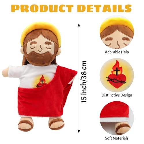 15" Soothing Jesus Plush Toys that Breathes, Light up Plush of God - color: Brown