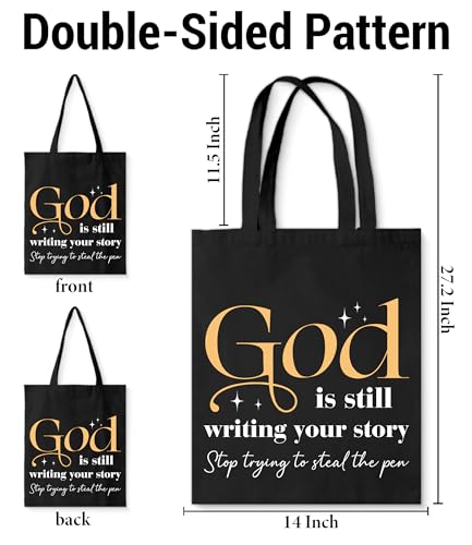 Aesthetic Canvas Tote Bag for Women Man,Christian Bible Verse Reusable Grocery Shoulder Bag for Shopping Work Travel - color: God_01