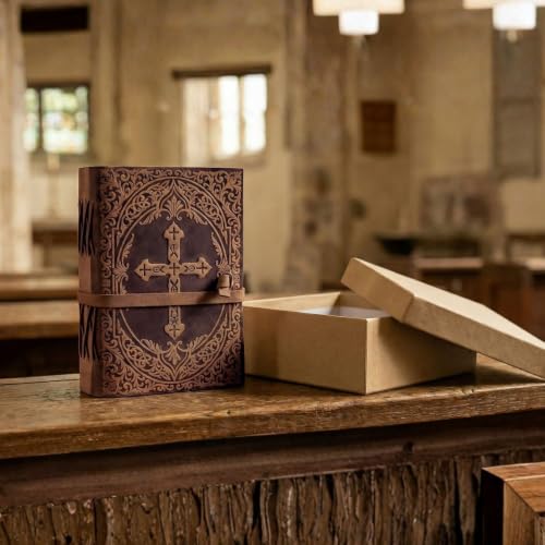 LEATHER VILLAGE Bible Journal Cross Embossed, Distressed Brown 7x5. - color: Distressed Brown, size: 7 inches X 5 inches