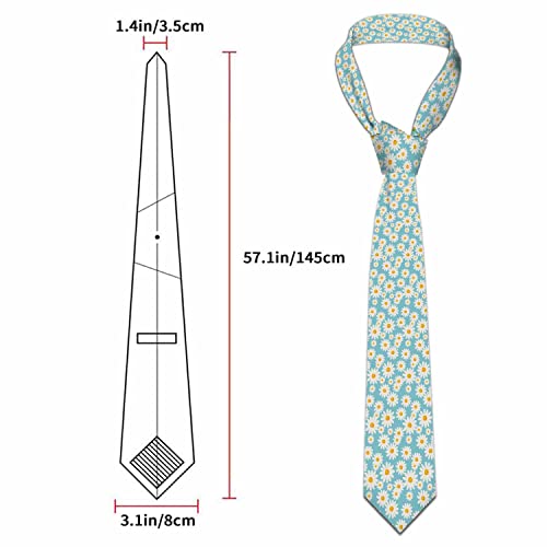 Love Red Heart Men's Tie Romantic Valentines Day Men's Necktie Ties for Mens Daily Wedding Party Business - color: White Daisy Flower