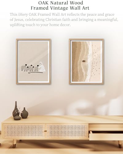 iHery 16x20in Good Shepherd Framed Christian Wall Art - color: Beige Framed Good Shepherd, size: 20"L x 16"W