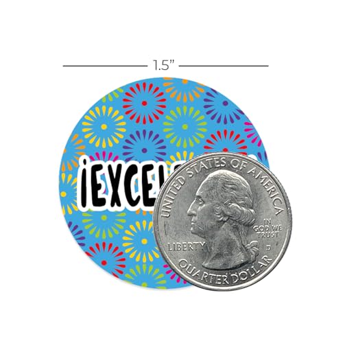 Spanish Teacher Reward Stickers / 500 Motivational Bilingual Espanol Kids Homework Worksheet Award Roll / 8 Alternating Encouraging Classroom Phrase Designs / 1.5" Elementary Student Recognition - color: Spanish Teacher Rewar