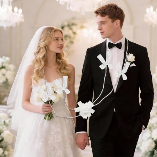 Lazo para Boda Set, Wedding Lasso Traditional Catholic Ceremony Cord with Lazo de Bodas para los Novios - color: White-2