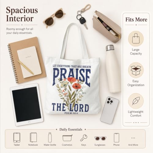 Christian Canvas Tote Bag, Bible Verse Reusable Shopping Bag - color: Bible-5