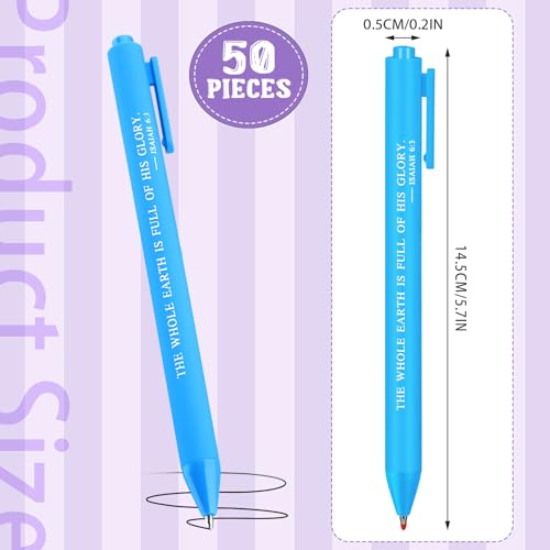 Cholemy 50 Pcs Bible Verse Pens Bulk Christian Pens Black Ink, Bright - color: Bright