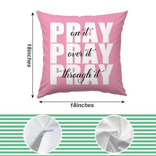 KongMoTree Bible Verse Pillow, Christian Holy Bible Prayer Pillow Covers - Inspirational Gifts for Women & Girls - Sofa Living Room Home Decor (Pink) - color: Pray-pink
