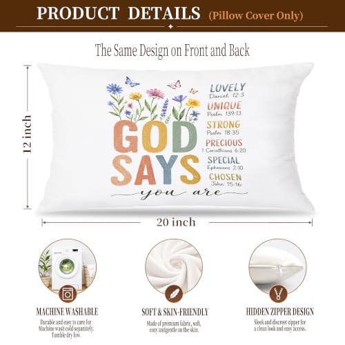 Boho Floral Christian Nursery Pillow Cover 12x20 - color: Bible Pillow-j