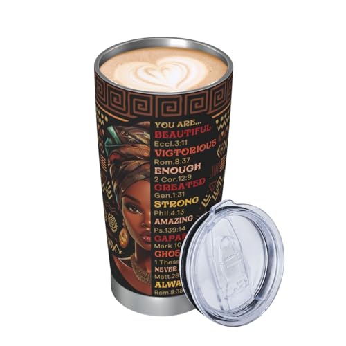 Christian Gifts for Women Faith Tumbler 20oz, African American Black Women Inspirational Religious Stainless Steel Travel Mug, Spiritual Bible Prayer Birthday Gift - color: Brown-Christian