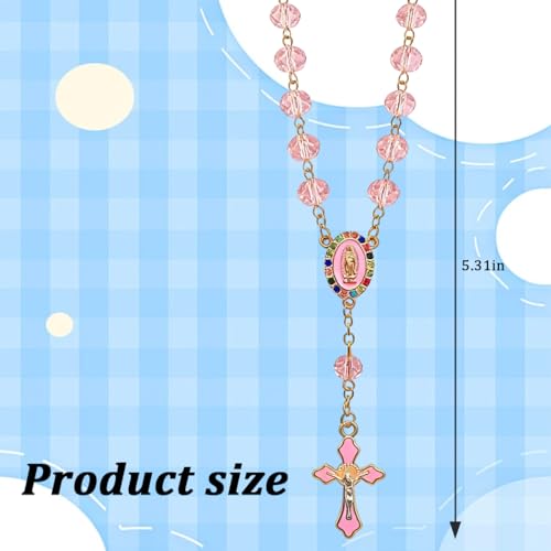 Car Rosary for Rearview Mirror, Pearl Heart Chain Catholic Auto Steering Wheel Rearview Hanging Accessories, Artificial Pearls Vehicle Hanging Rosary Charm Decor, Universal Fit (Pink) - color: Pink