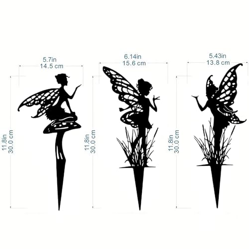 Garden Decoration 3-piece Set, Garden Stakes, Suitable for courtyards, Flower pots, lawns, Flower Bed Decorations, and Gifts - color: A-black04