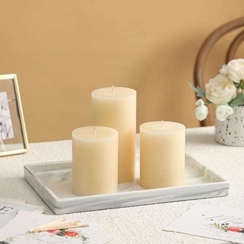 3x6 Inch Ivory Pillar Candles Set of 3 - Decorative Unscented Pillar Candle - color: Ivory, size: 3x6