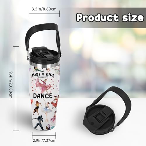 30oz Ballet Insulated Tumbler with Top Handle, Dance Gift for Women Girls - color: Dance2
