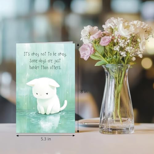 Heartfelt Cat Encouragement Card for Men Women, Cute Get Well Card for Cat Lover, Inspiration Sympathy Cards for Friend Sister Brother Coworker - color: Cat Encouragement