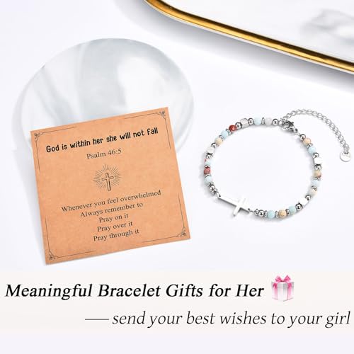 Christian Gifts for Women Girls, Religious Cross Bracelet - color: God is within her