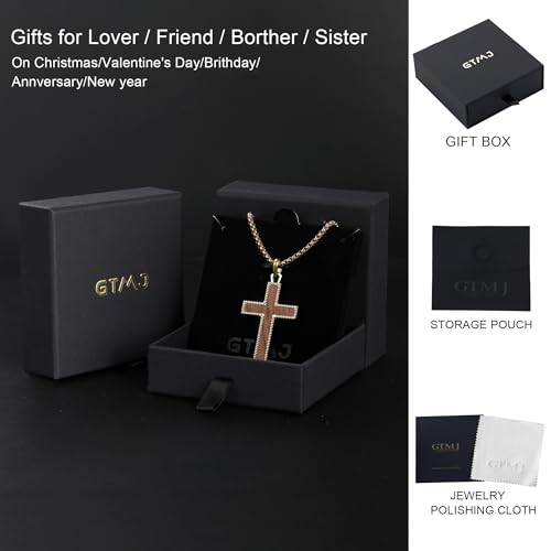 Wooden Cross Necklace for Men With Stainless steel And Black Ebony Adjustable Box Chain 24–26 inches Suitable for Everyday Wear And Christian Gifts for Men - color: Gold-B