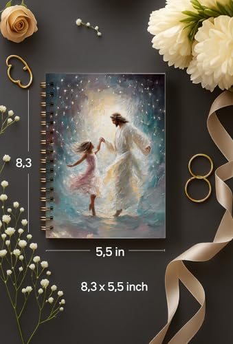 bitCNY Jesus and Girl Notebook – Christian Spiritual Art Journal for Women and Teens, 8.3x5.5 Inches Religious Faith Notebook 402 - color: white-Jesus and Girl