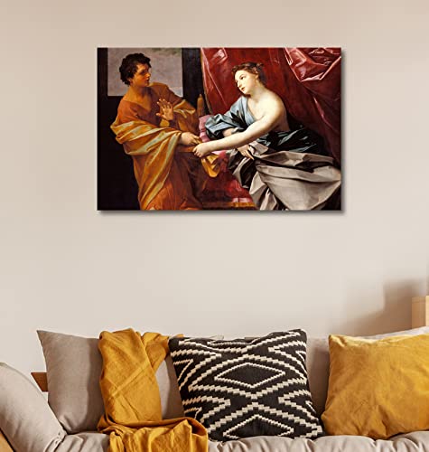 Canvas Print Wall Art - Joseph and Potiphar's Wife, Circa 1630 by Guido Reni - 18x12 inches - color: Joseph and Potiphar's Wife, size: 18"L x 12"W