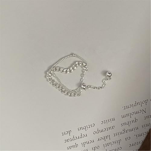 925 Sterling Silver Adjustable Link Chain Rings for Women Daughter - color: Style 3-Silver
