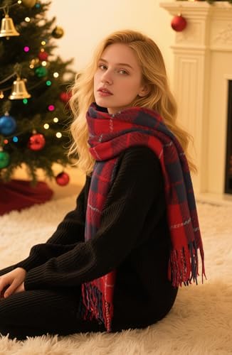Winter Scarf for Women Plaid Long Oversized blanket Shawl Wraps Gift - color: Multicolor