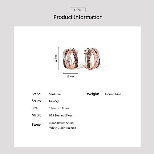 Santuzza 925 Sterling Silver Twisted Omega Back Earrings for Women - color: Rose gold-Cross