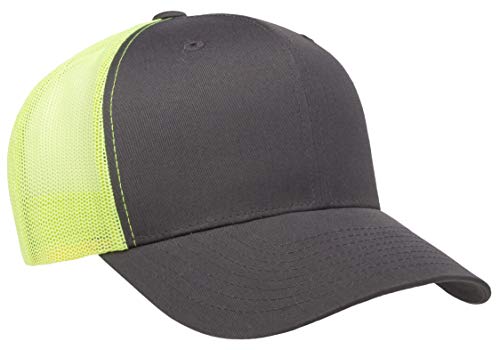 Yupoong Yp Classics Retro Trucker Cap - color: Charcoal/Neon Green, size: One Size, style: Single
