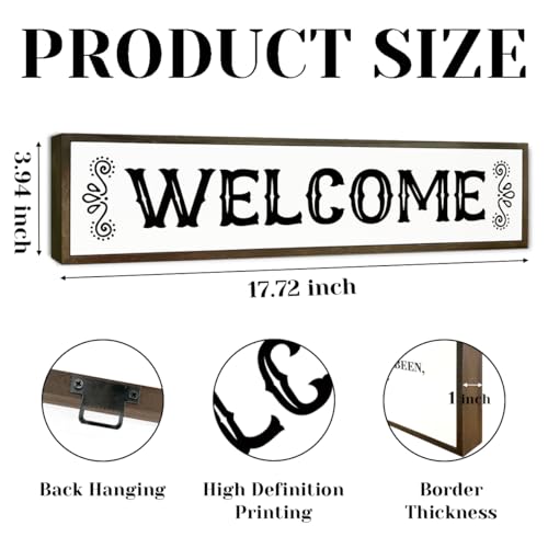 Welcome Wood Sign, Farmhouse Front Door Porch Decor, Welcome Decoration for Home Cafe Shop Indoor Outdoor, New House Decors, Farmhouse Wooden Block Signs 17.8x4x1.2 inches 18 - color: Day Sign 18