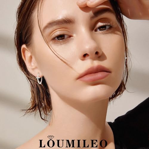LOUMILEO Sterling Silver Cross Hoop Earrings for Women Rhinestone 20-40MM - color: Sliver 20MM