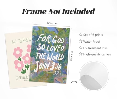 Bible Verse Wall Art Christian Canvas Wall Decor Aesthetic Scripture Wall Art Preppy Religious Posters Jesus Painting Floral Bow Pictures Vintage Prints for Living Room Bedroom 12x16x6 Inch Unframed - color: Christian Bow Art, size: 16"L x 12"W