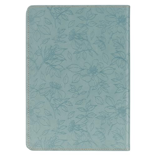 Christian Art Gifts Inspirational Journal, Lord is My Shepherd Wide Ruled Notebook, Psalm 23 Bible Verse, Teal Vegan Leather Floral, 336 Lined Pages w/scripture, (8.6” x 6.1” x .9”)