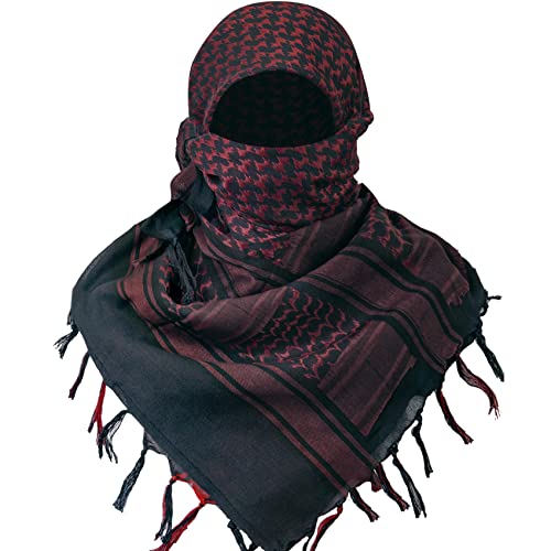 Aonal Military Shemagh Tactical Desert Scarf, Keffiyeh Scarf for Men - color: Red