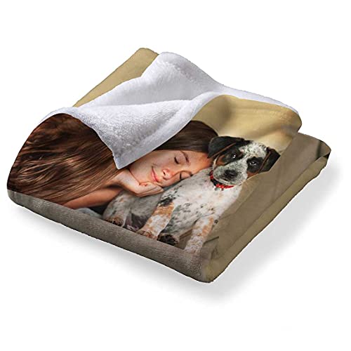 Printwoo Custom Blankets with Photo, Personalized Photo Blanket, Customized Blankets with Picture, Personalized Gifts for Women Men, Mom Gift for Mothers Day - color: 1 Photo