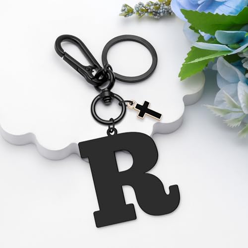 Dabihu Letter Keychain Christian Letter A-Z Alphabet Keyring for Backpack Handbag Alphabet Monogram Key Chain - color: R