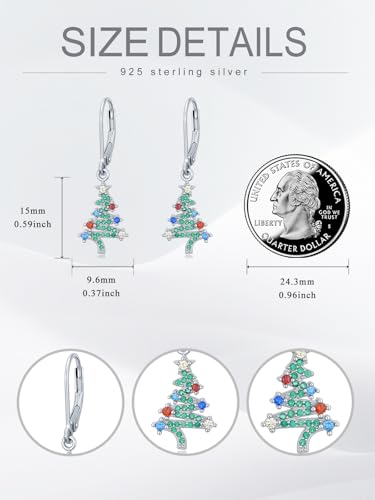 Dorunmo 925 Sterling Silver Dangle Drop Earrings for Women Holiday Earrings Hypoallergenic Halloween Christmas Jewelry Festival Gifts for Women - style: Christmas Tree-01