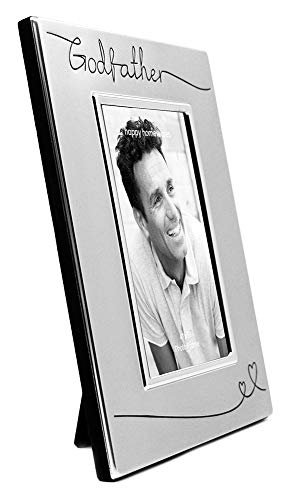 Haysom Interiors Beautiful Two Tone Silver Plated Godfather 4" x 6" Picture Frame with Black Velvet | Unique and Thoughtful Gift Idea by Happy Homewares - size: Godfather