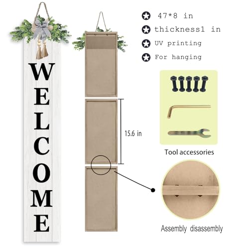 RLWangChao Outdoor Welcome Sign for Front Door Standing 47"X8" White - color: White