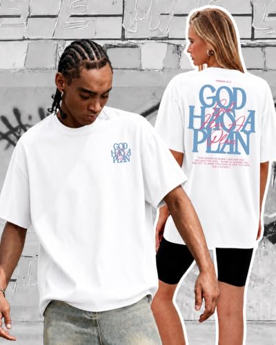 KUYIGO Men's Christian Faith Graphic T Shirt Scripture Crewneck Tee - color: White, size: XX-Large