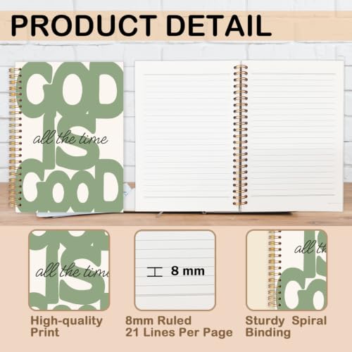 Sage Green Christian Spiral Notebook for Women Men 5.5x8.3 Inch - color: Lavender Green Christianity