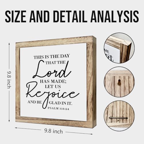 Scripture Sign, This is The Day That The Lord has Made Sign, Wooden Plaques Box Signs, Christian Wood Sign, Bible Verse Decor, Table Shelf Decoration, Psalm 118:24 Sign, Housewarming Gift - color: Christian 14