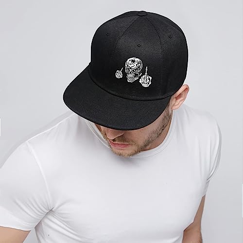 Death Skull Classic Snapback Hats for Men Flat Bill Hats for Women Snapback Snap Backpack Black Trucker Dad Baseball Cap - color: Black1