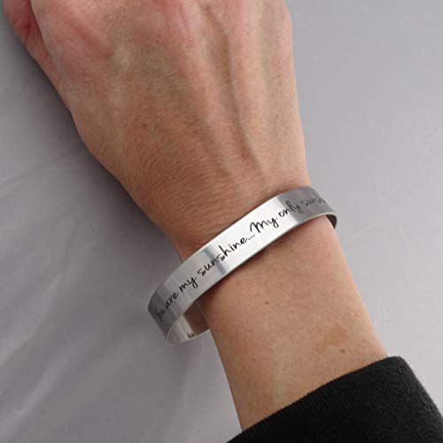 FashionJunkie4Life 925 Sterlin Silver and Stainless Steel Open Cuff Bracelet - color: You are My Sunshine - Wide