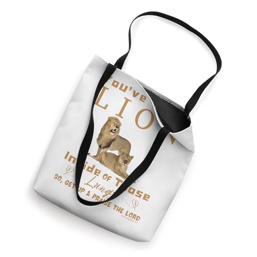 Lion in your Lungs. Prase the Lord. Christian Church Tote Bag