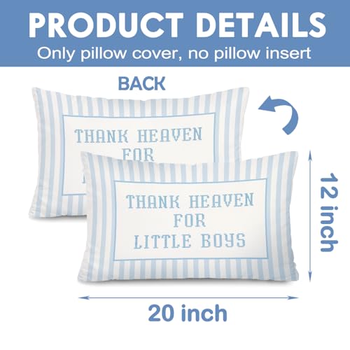 Blue Heaven for Little Boys 12x20 Pillow Cover Newborn Gifts - color: Thank Heaven for Little Boys-b-12x20