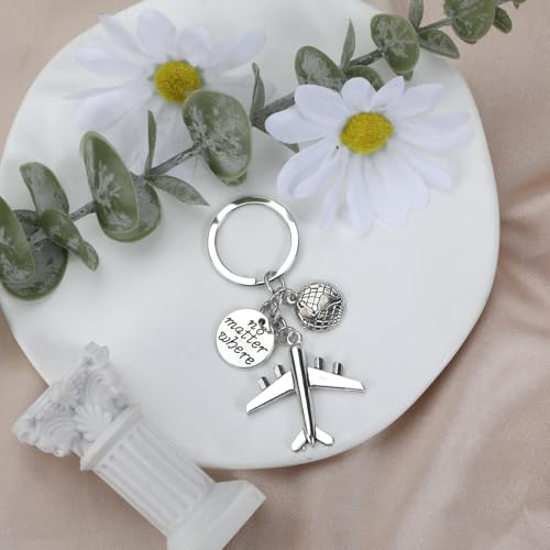 Airplane Keychains Travel Keychain for Women Compass Keyring Travel Airplane Keychain Gifts with Angel Charm - color: Style 4