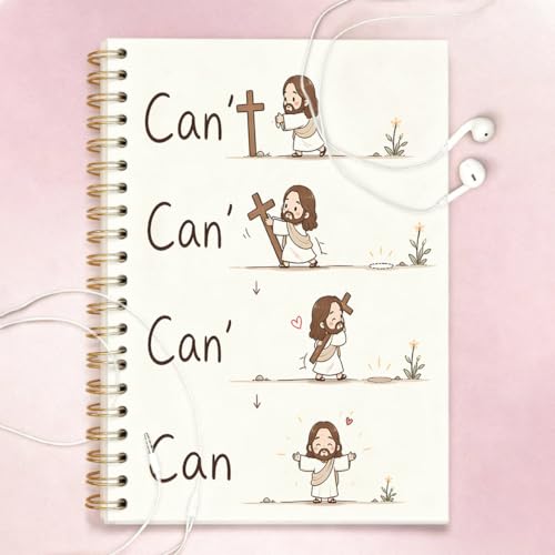 Inspirational Christian Jesus Cross Spiral Notebook 5.5x8.3 Inch, Cute Funny Can't Can Faith Lined Journal for School Work, Cute Religious Gifts for Women Teen Girls - color: Christian