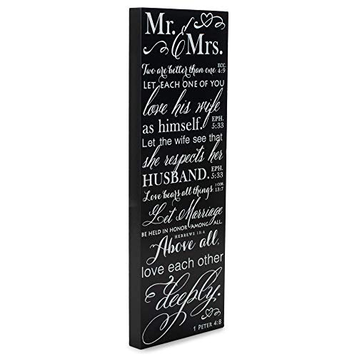 Mr and Mrs Love Verses Black and White 5 x 14 Wood Wall Art Sign Plaque