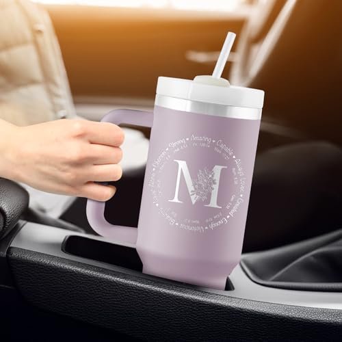 Christian Gifts for Women - Monogrammed 40 oz Engraved Tumbler, Religious and Spiritual Inspirational Faith-Based Bible Gift, Initial Cup - style: M